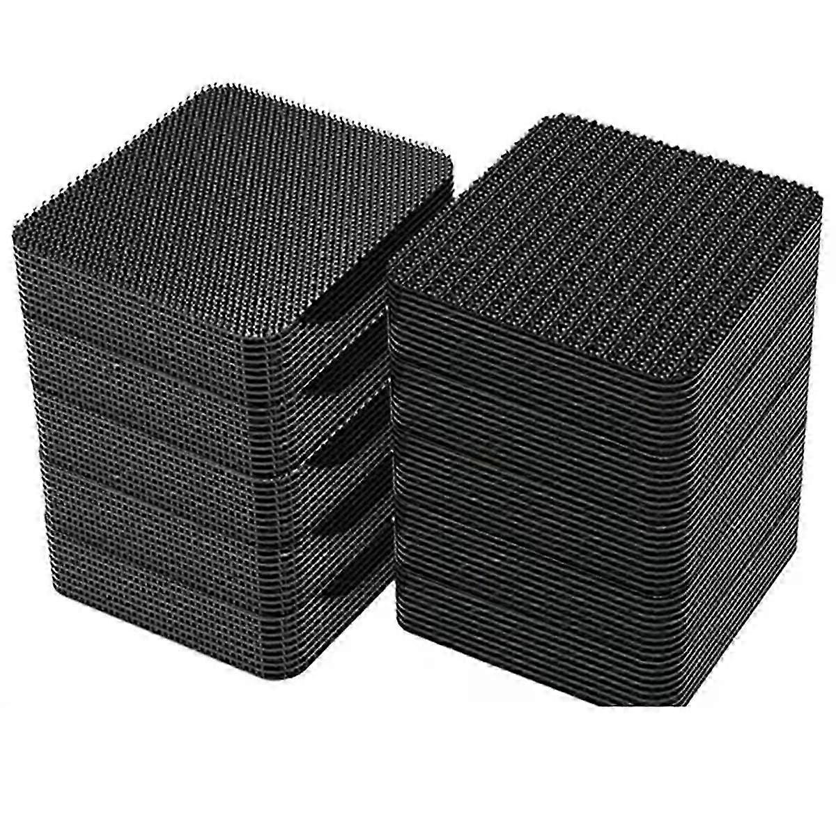 Double-Sided Hook and Loop Carpet Fixing Tape, High-Viscosity, Traceless, 100 Pcs (5x5 cm) for Home and Car Use