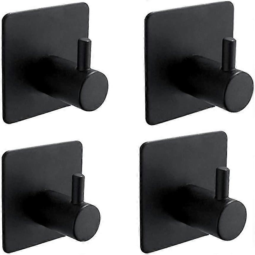 Kitchen Hook Free Punch Black Adhesive Hook Square B pakkaus 4)
