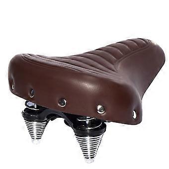 Comcompatible withtable Road Bike Seat Soft Wide Thicken Bicycle Saddle Vintage White Black Leather Pad with Spring Cycling Parts