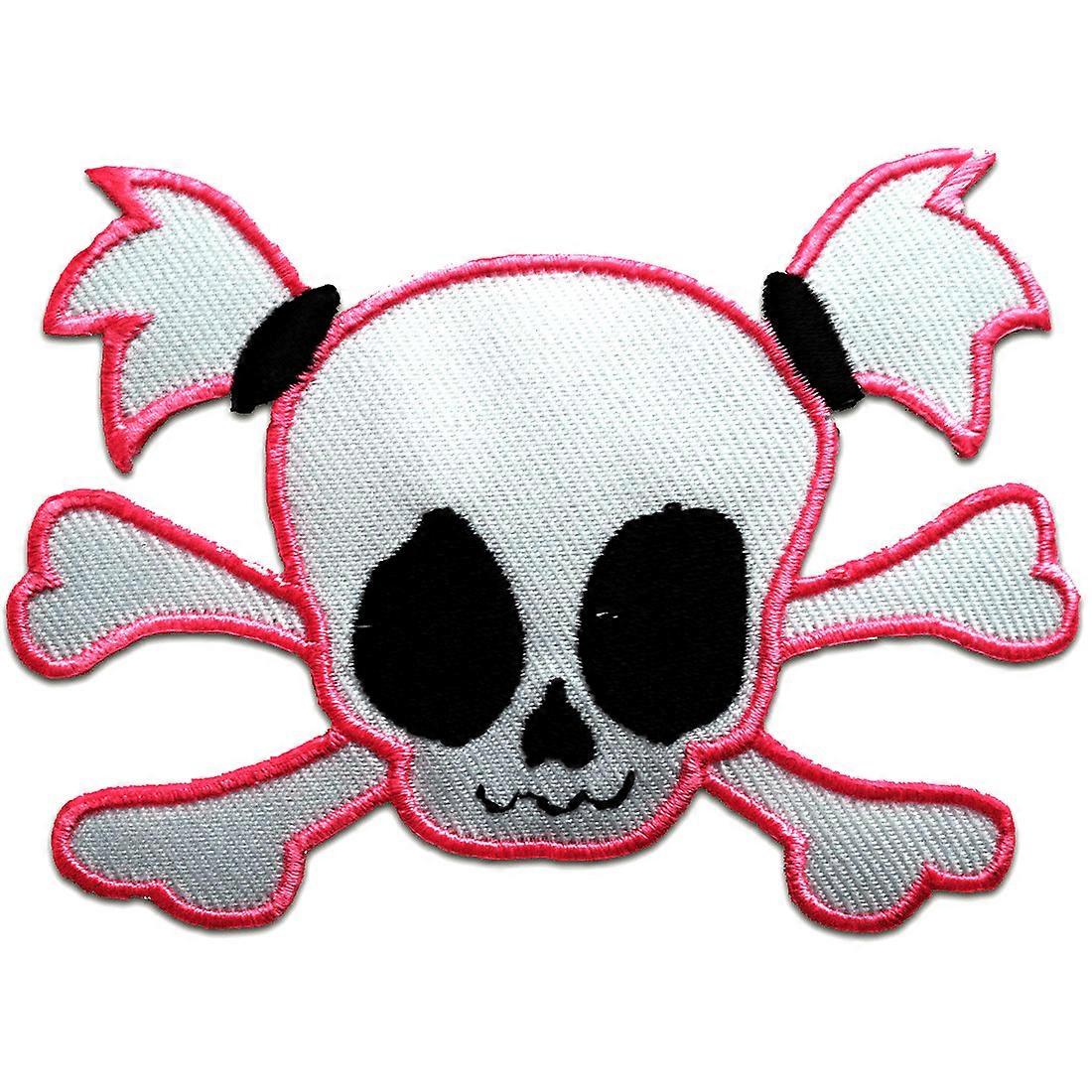 Patch - Skull Emo - Rosa - 9,7 x 7,4 cm - Appliques Patch