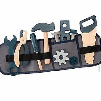 Kids Pretend Play Tool Set, 8-Piece Wooden Simulation Repairman Toys in Canvas Waist Bag, Role Playing for Toddlers