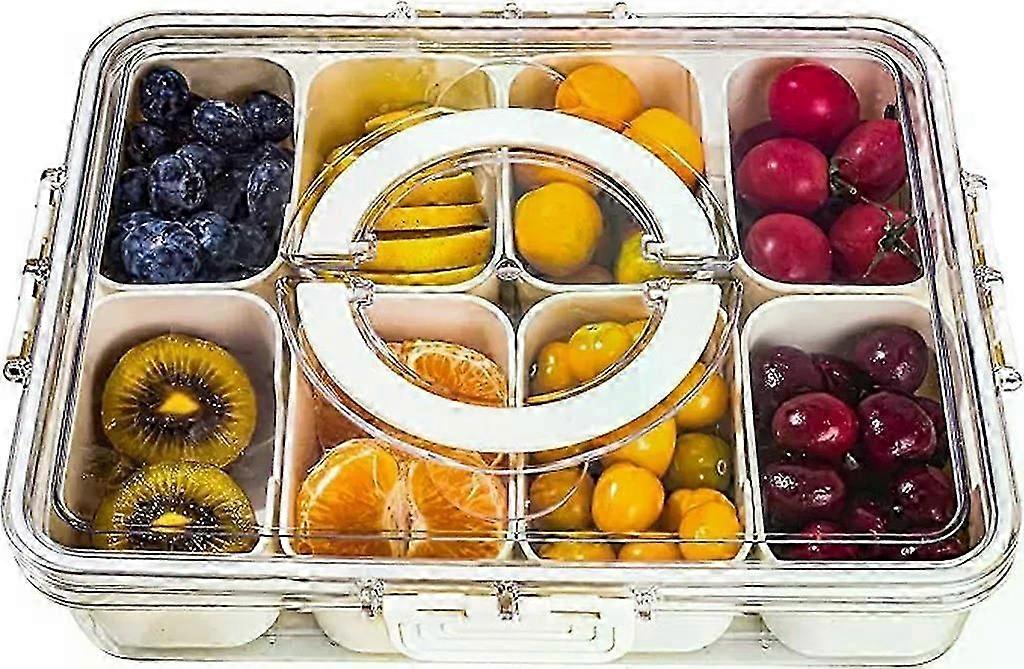 Divided serving tray with handle, 8 compartments snack box 26-27