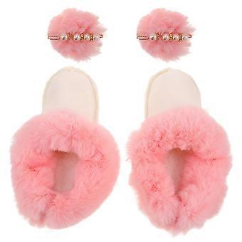Plush Lining Warm Shoes Covers for Winter with 1Pair Pink Color