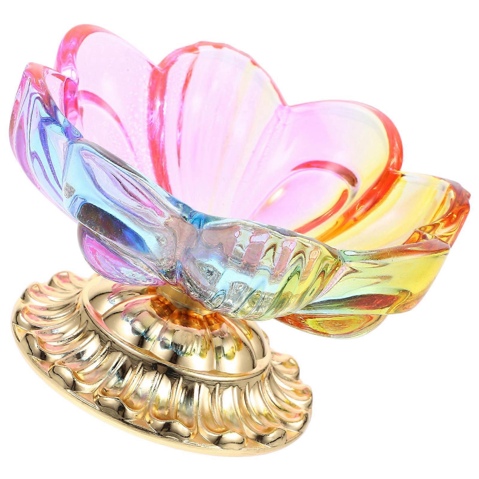 Assiette à fruits en verre bouddhique pour ranger les perles, bol transparent en forme de fleur