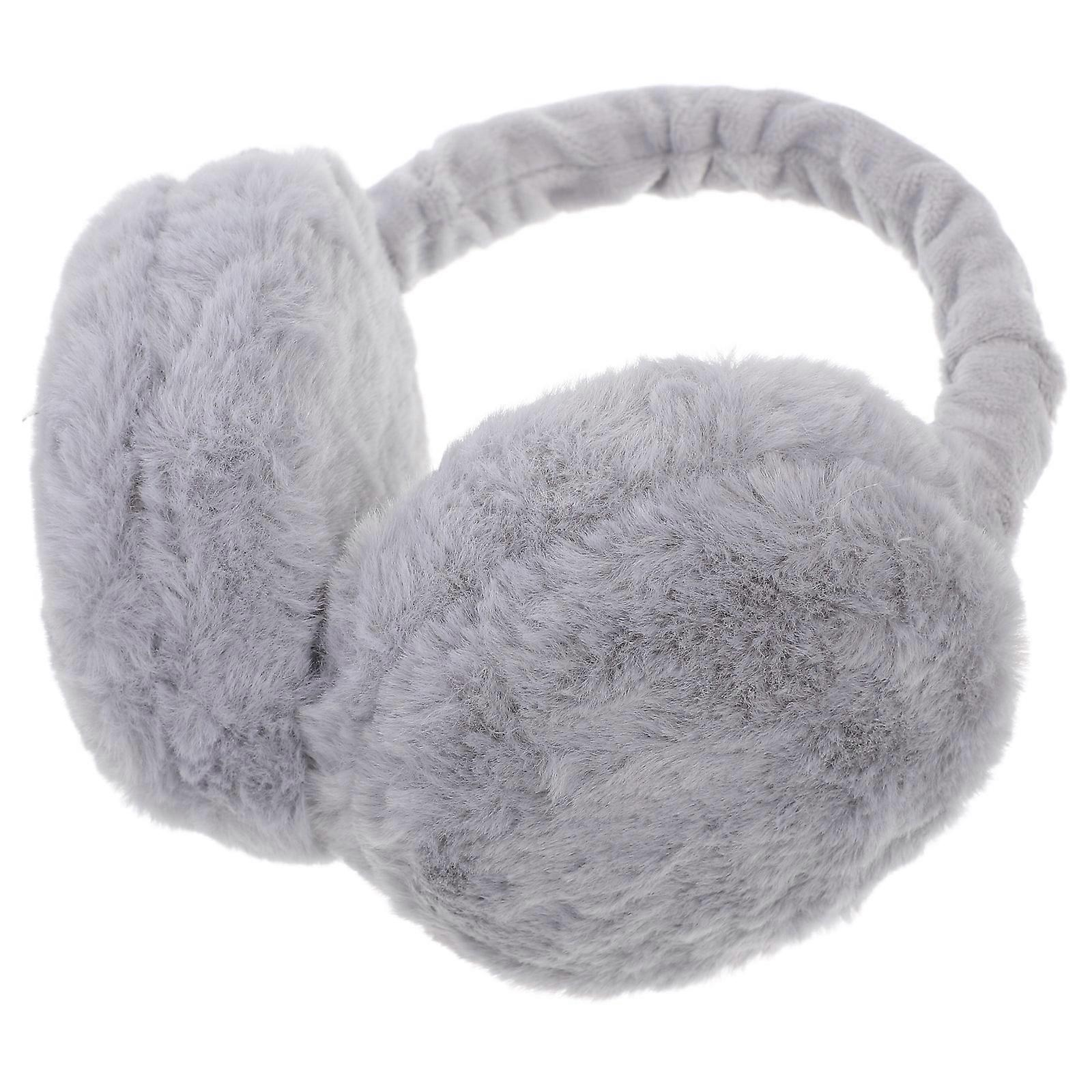 Cache-oreilles d'hiver en peluche grise