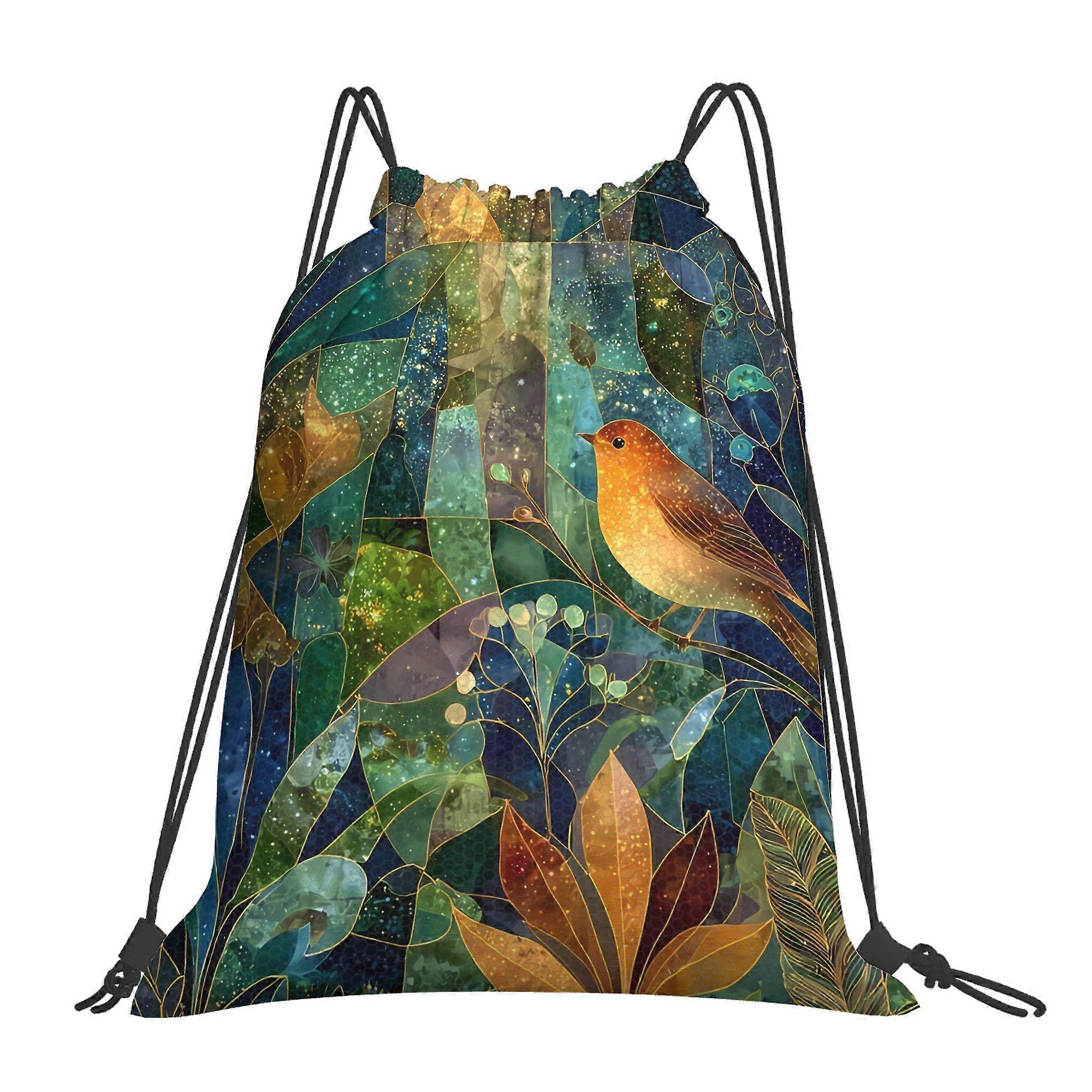 2D Flat Drawstring Bag, Cute Bird Drawstring Backpack-Cqazw