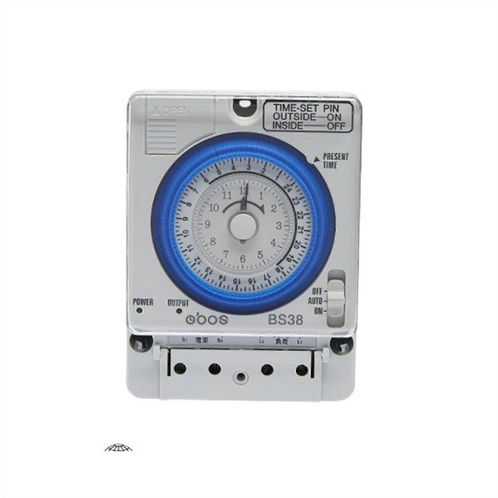 220V 24 Hour Mechanical Timer Switch with 15 Minute Intervals, Easy Dial Programming and Energy Saving Control