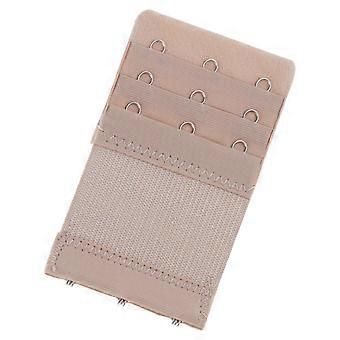 Womens 3 Hooks 3 Rows Bra Extender Soft Strap Extension Belt Lengthened Buckle  apricot