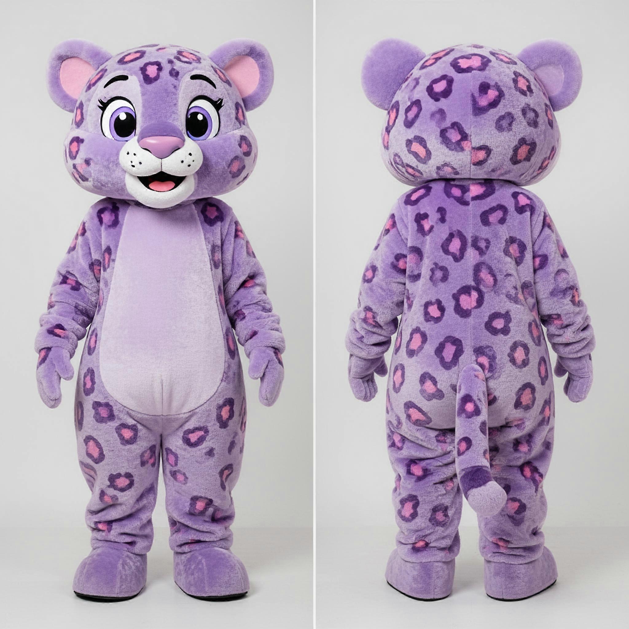 MASTICOT Lavender Plush Cartoon Leopard Mascot