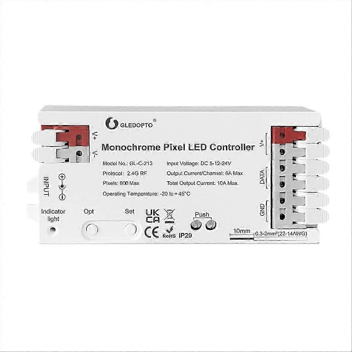 GLEDOPTO Monochrome Pixel LED Controller Brightness Light Strip RF Remote Controller with 7 Dynamic