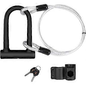 Bicycle lock, U-shaped bicycle lock with 1.2 m Flex steel cable, Bicycle, Scooters, etc.
