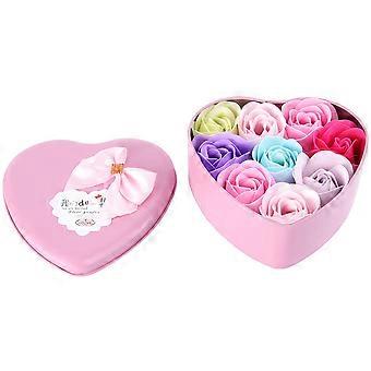 Heart-Shaped Iron Box Rose-Shaped Soap for Creative Gift 2Boxes