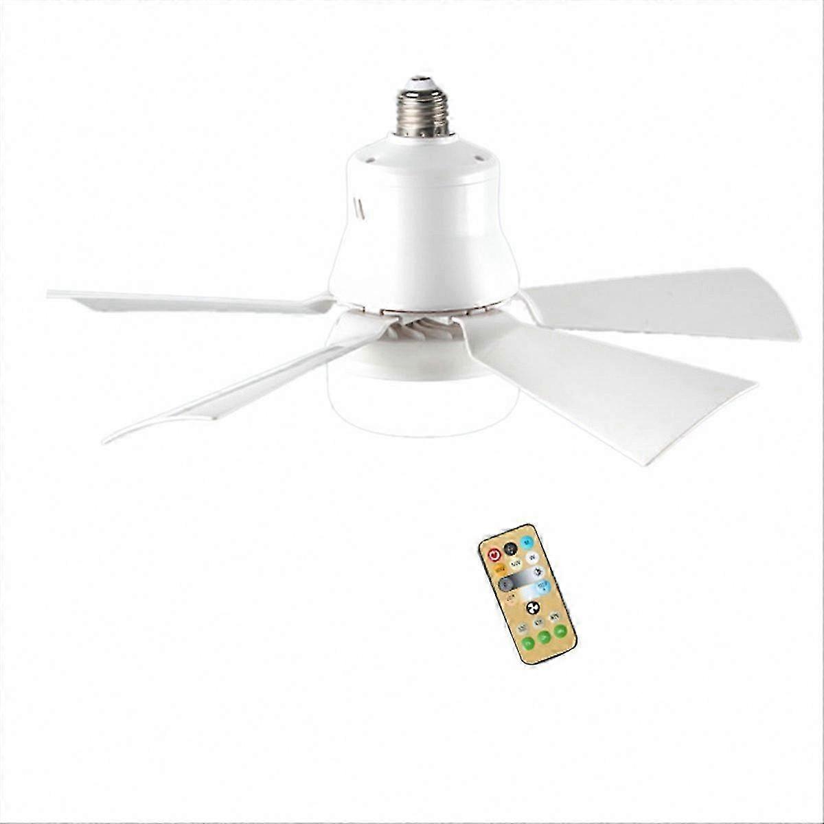 Socket Fan Light, White with E27 40W Bulb Compatibility and 5M Remote Control Range
