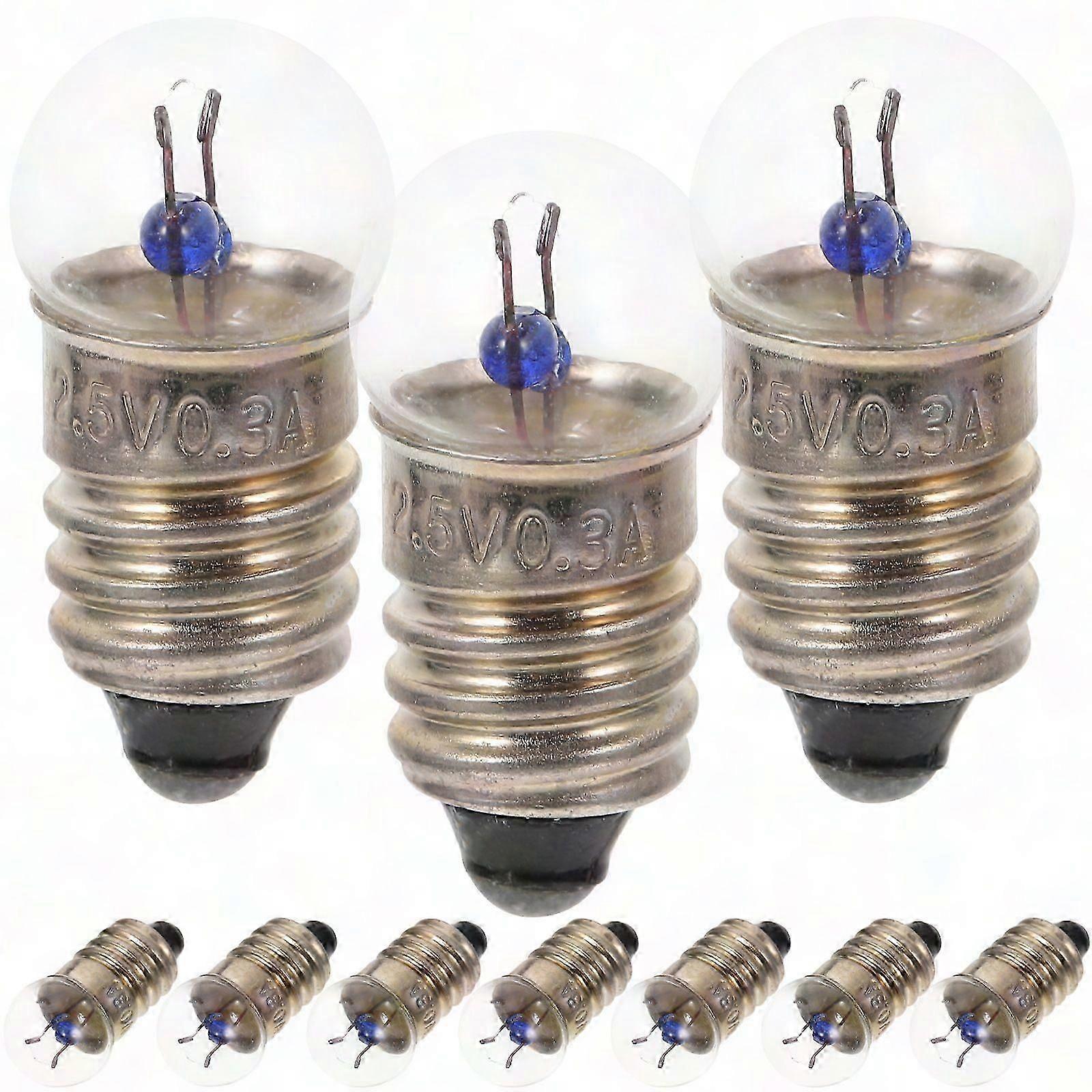 10pcs E10 Mini Flashlight Bulbs 2.5V 0.3A for Physics Experiments, Small Lamp Beads for Student Science Projects