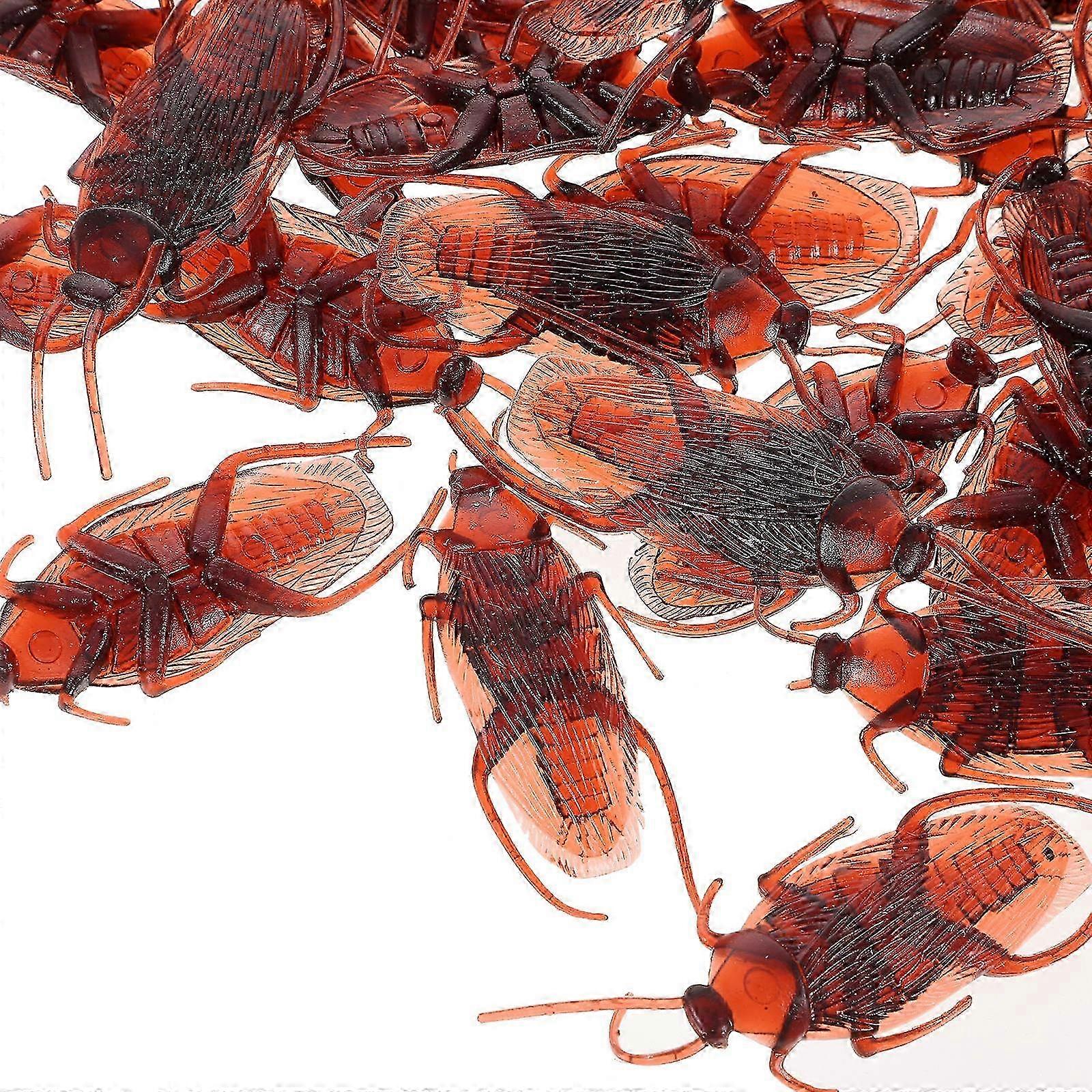 Fake Plastic Roach Toy Prank Bugs compatible with Halloween 100Pcs Pack