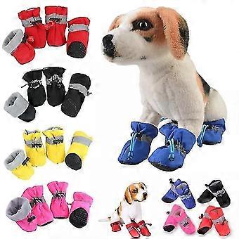 4pcs/set Waterproof Winter Pet Dog Shoes Anti-slip Rain Snow Boots Footwear Thick Warm For Small Cats Puppy Dogs Socks Booties