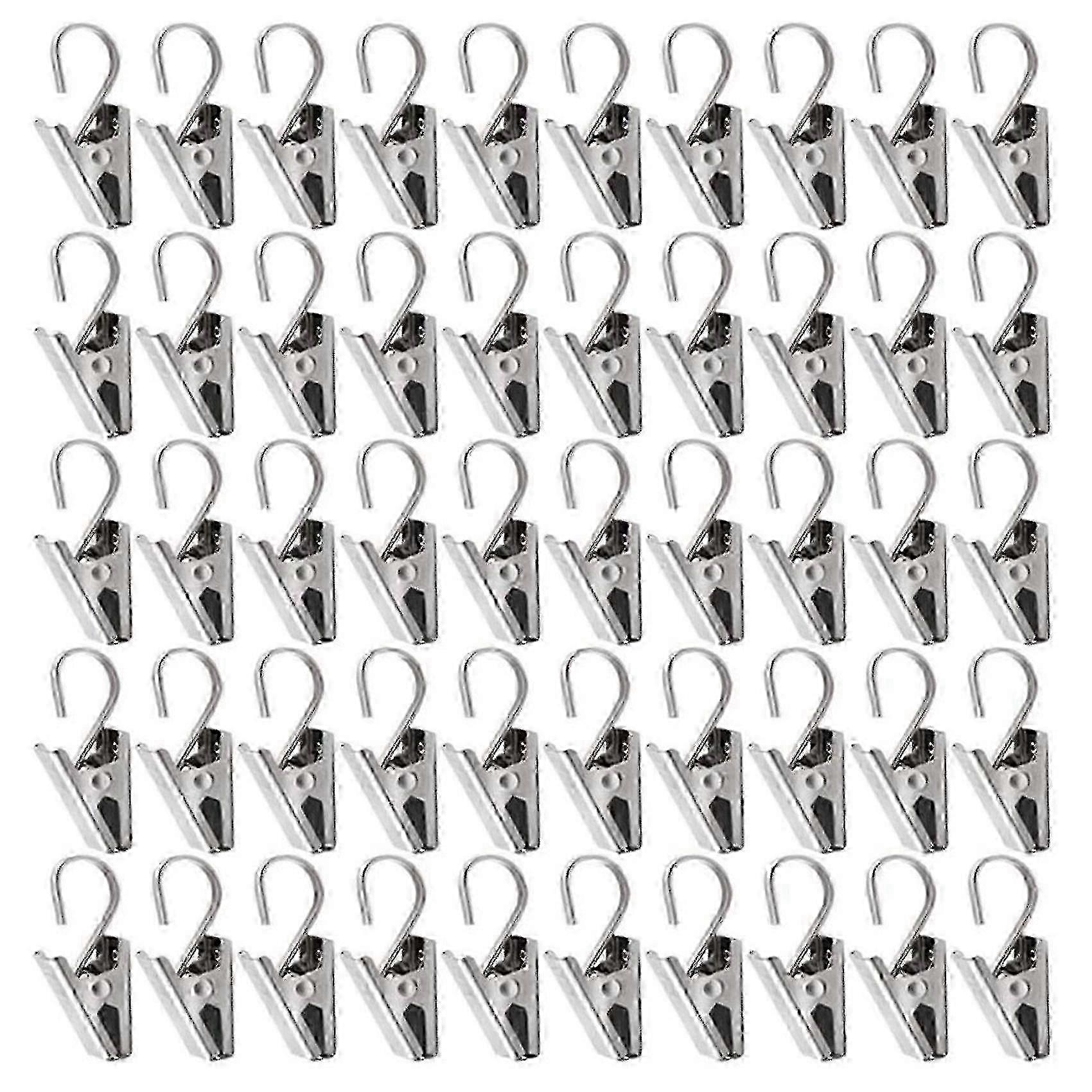 50 Pcs Rustproof Curtain Clips With Hooks