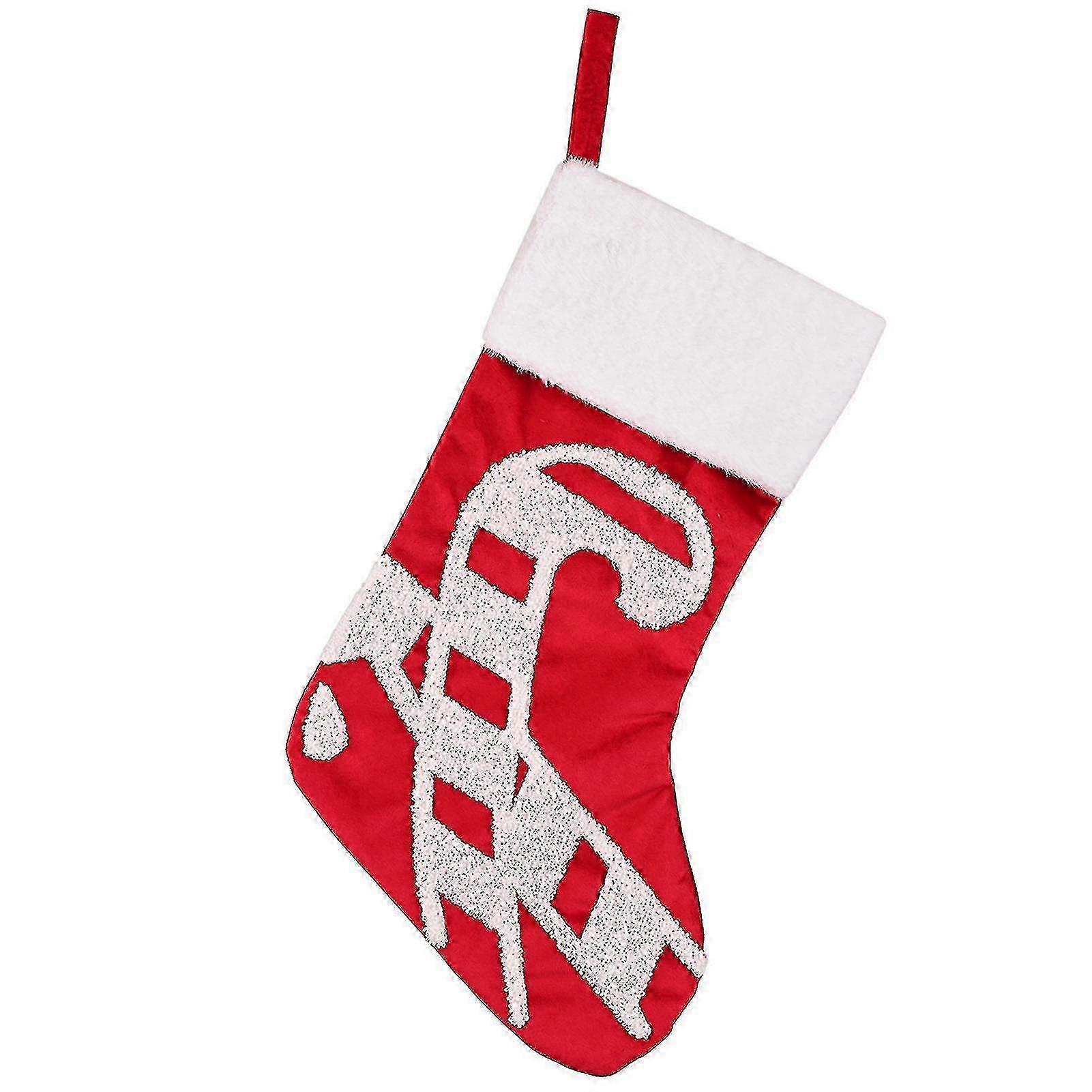 Spacious Red Xmas Stocking With White Cuff