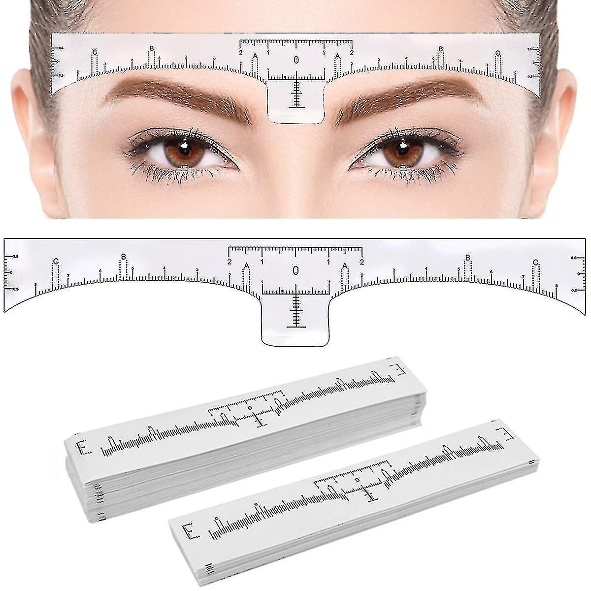 100pcs Ruler Brow Ruler Sticker Stencil Guide Measuring Tool For Makeup