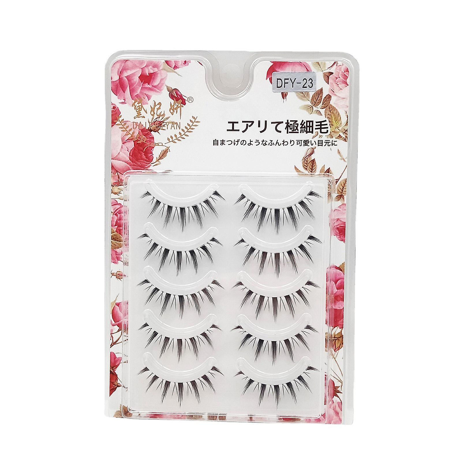 5 Pairs Slim Wispy Eyelashes Diy Lashes Fluffy Effect Lightweight