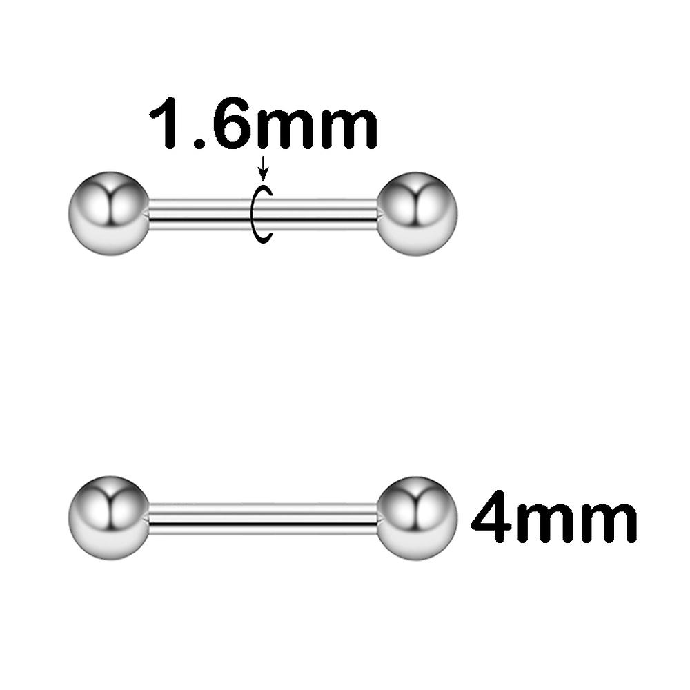 2stk rustfrit stål tunge piercinger 14G/16G industrielle vægtstang ringe Nippel Bar Øre Tragus læbe piercing stud øreringe smykker