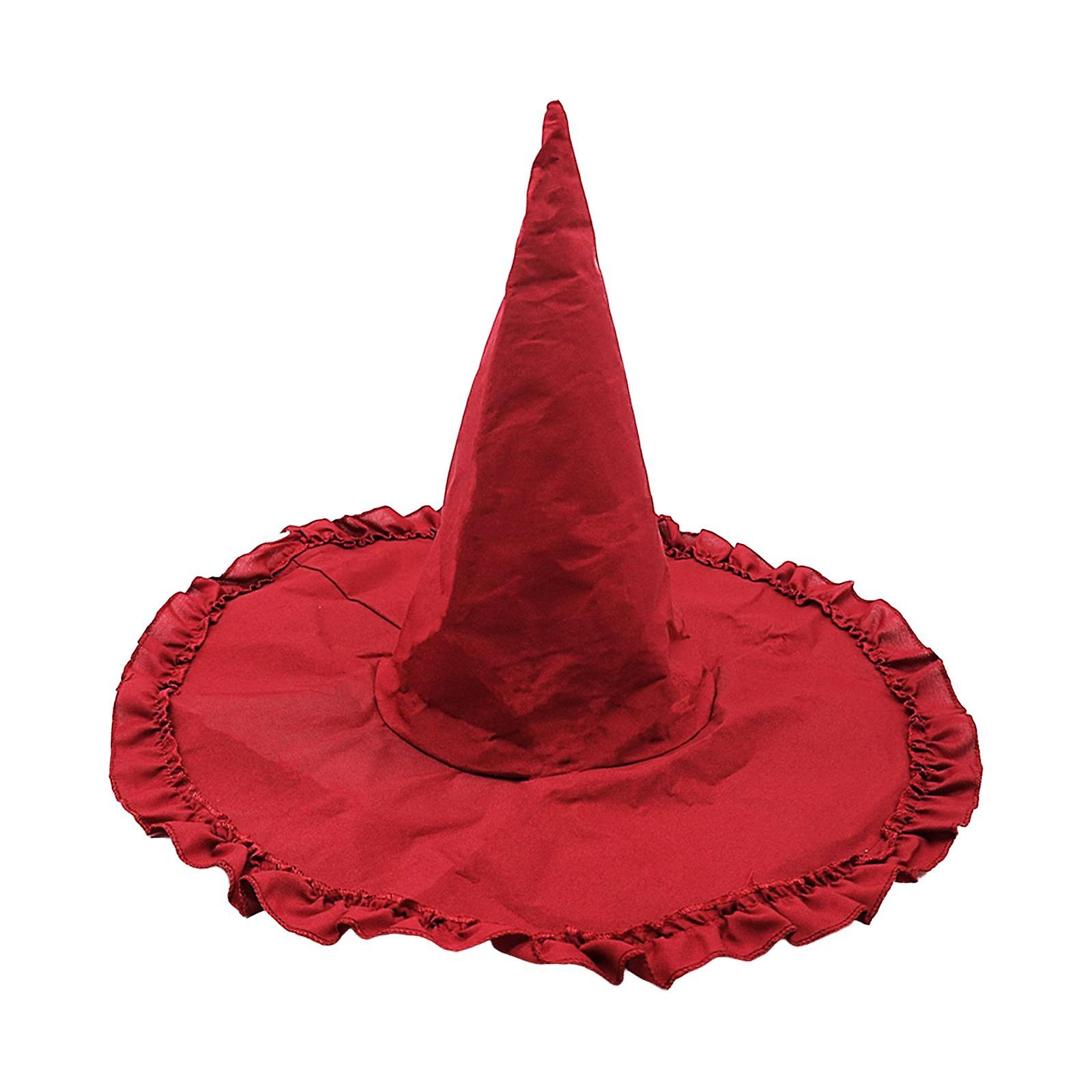 Wizard Wide Brim Headgear Pointed Top for Halloween red