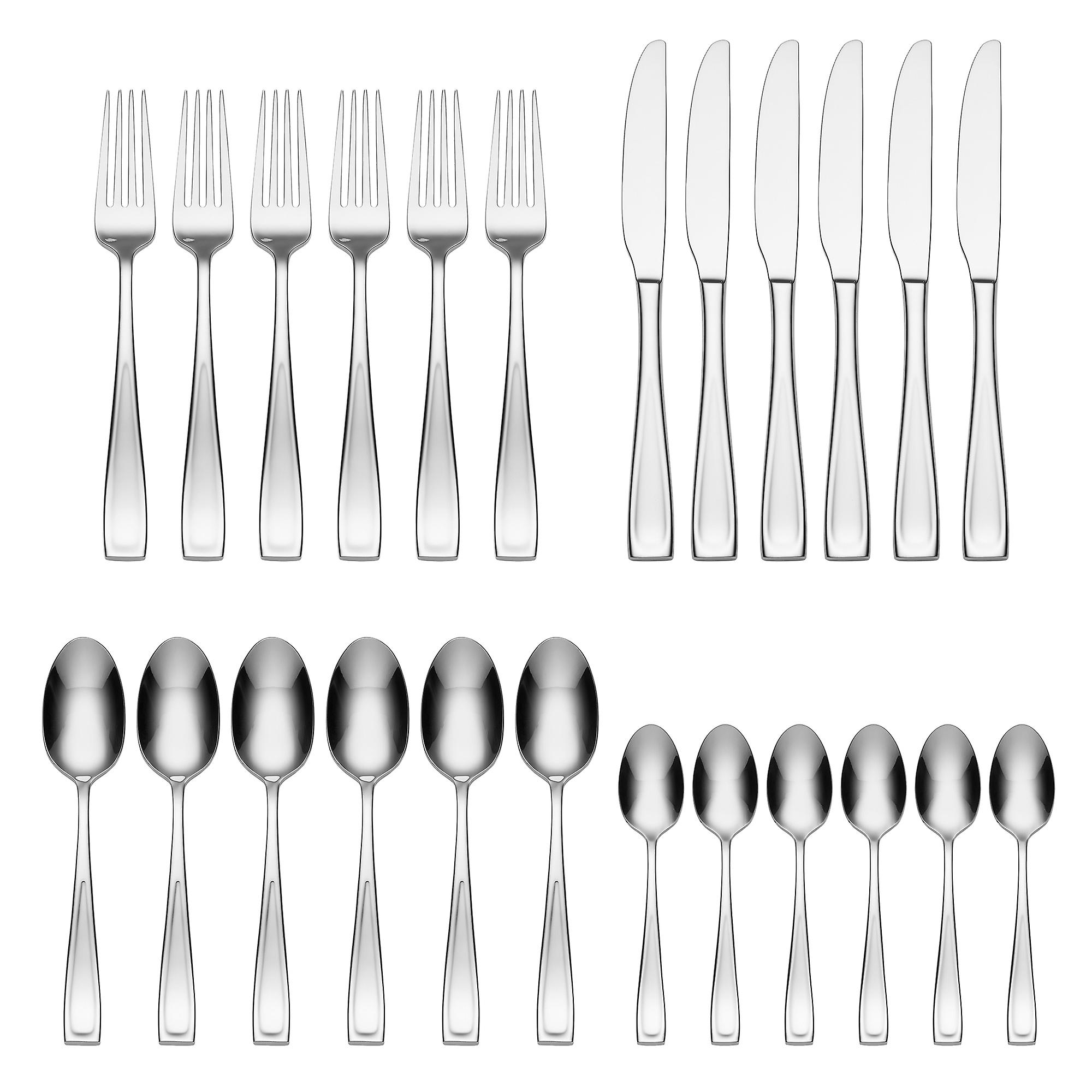 Oneida Moda II Cutlery Set Dishwasher Safe Rustproof Stainless Steel - 24 Pack