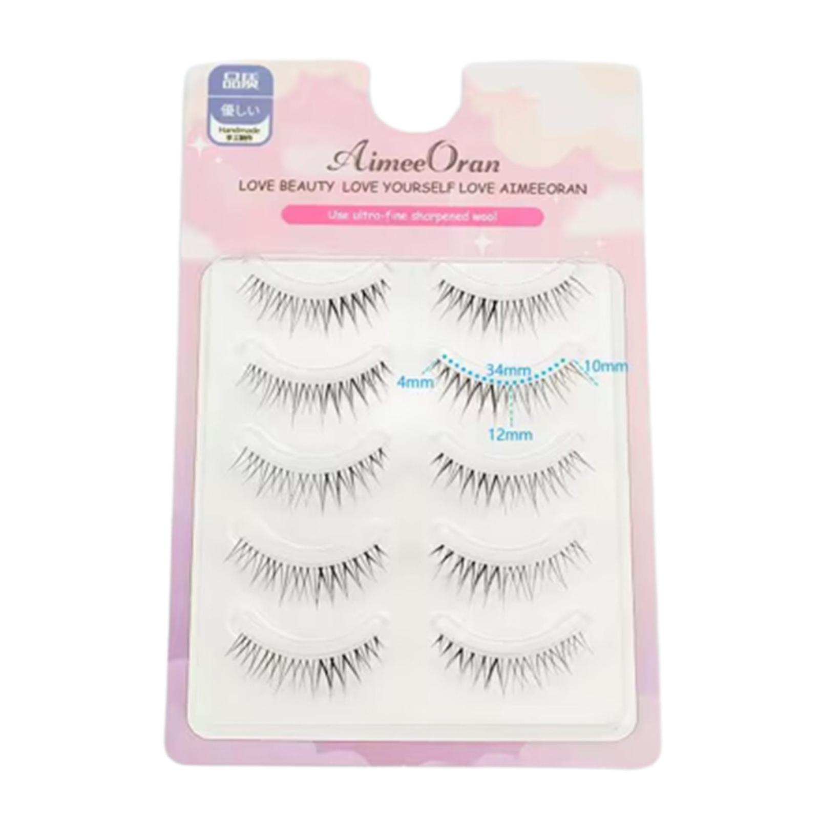 5 Pairs False Eyelashes Pack Lengthening Eyelashes Tail 3d Effect Lashes
