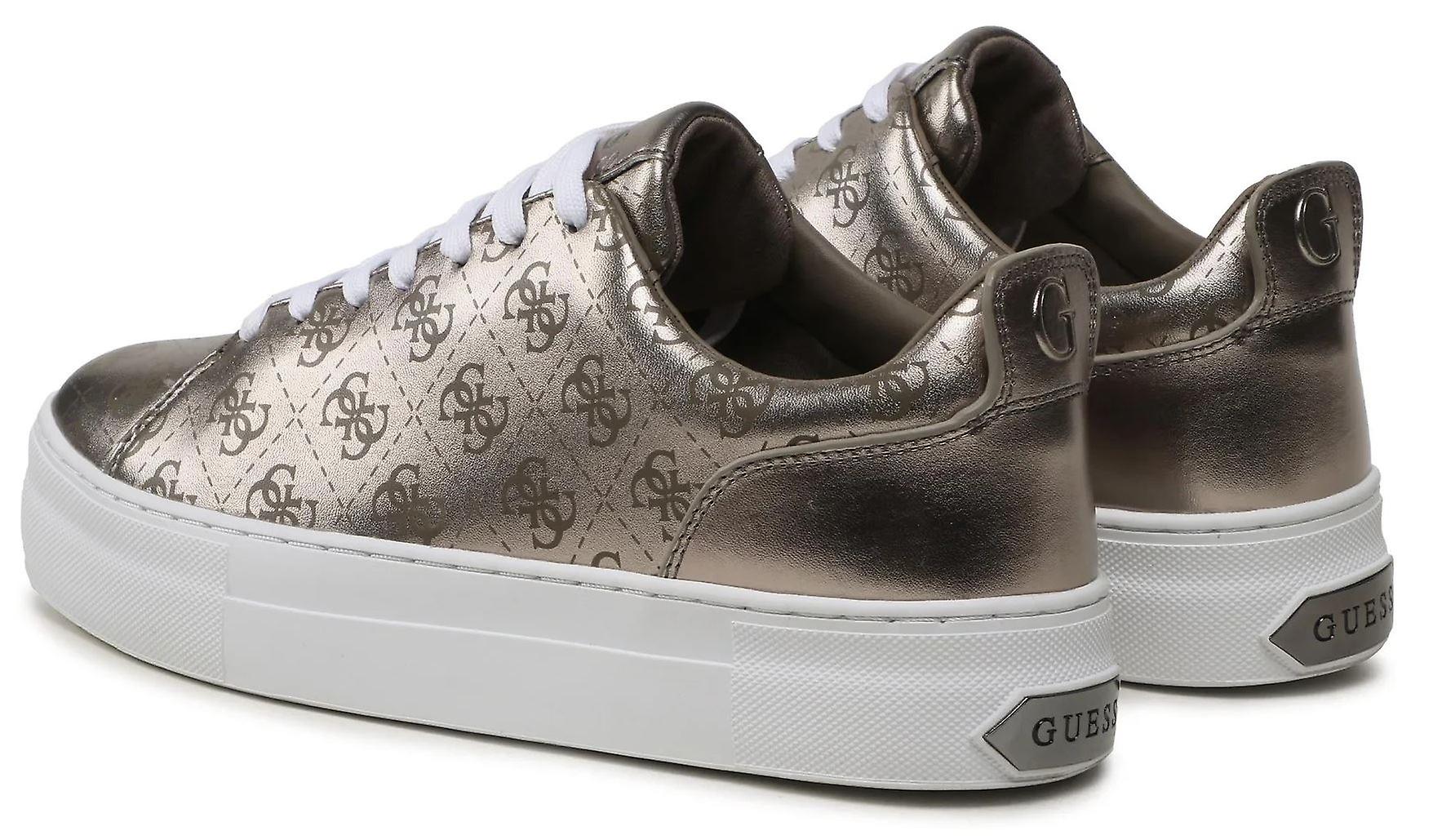 Guess Gianele Metallic Pewter White Womens Trainers Shoes Fruugo NO
