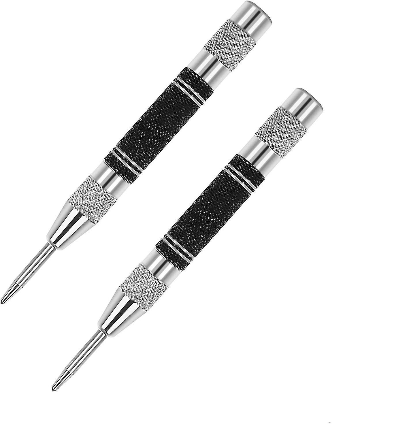 2 Pcs Heavy Duty Automatic Center Punches With One Hand Adjustable Spring Impact Push Tool