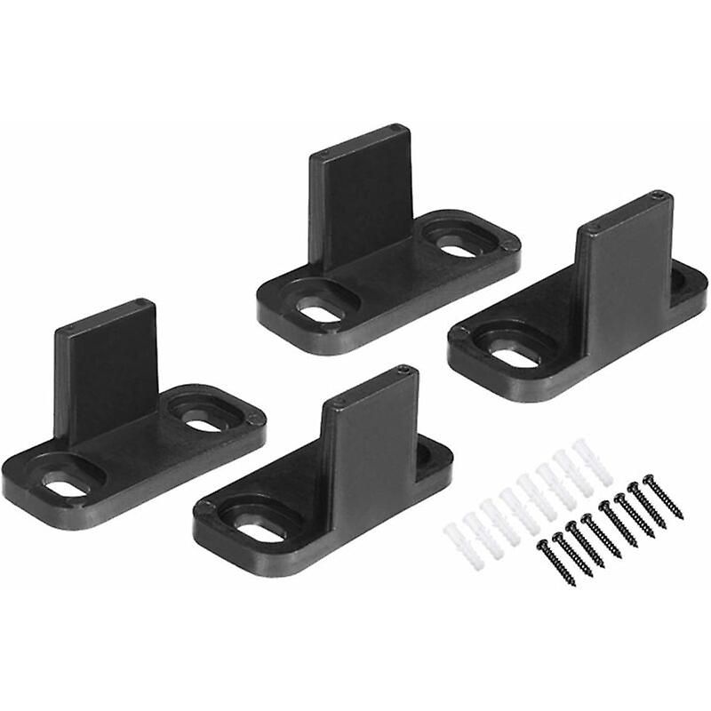 2 Pairs Plastic Adjustable Sliding Door Guides with 8 Screws for Sliding Door - Black