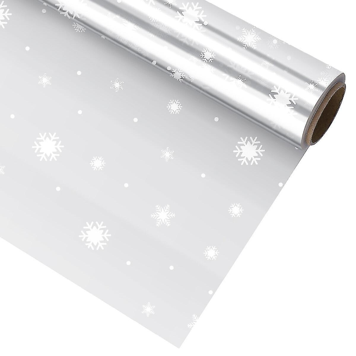 Stobok Cellophane Wrap 2.5 Mil Thickness Cellophane Wrap Roll Snowflake Decorated Cellophane Bags To