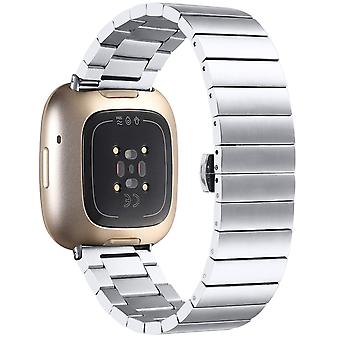 For Fitbit Versa 4/Sense 2 Stainless Steel Smartwatch Strap Butterfly Buckle Replacement Wrist Band