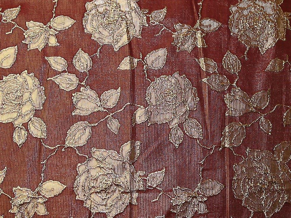 Minerva Metallic Woven Brocade Fabric Wine - per metre