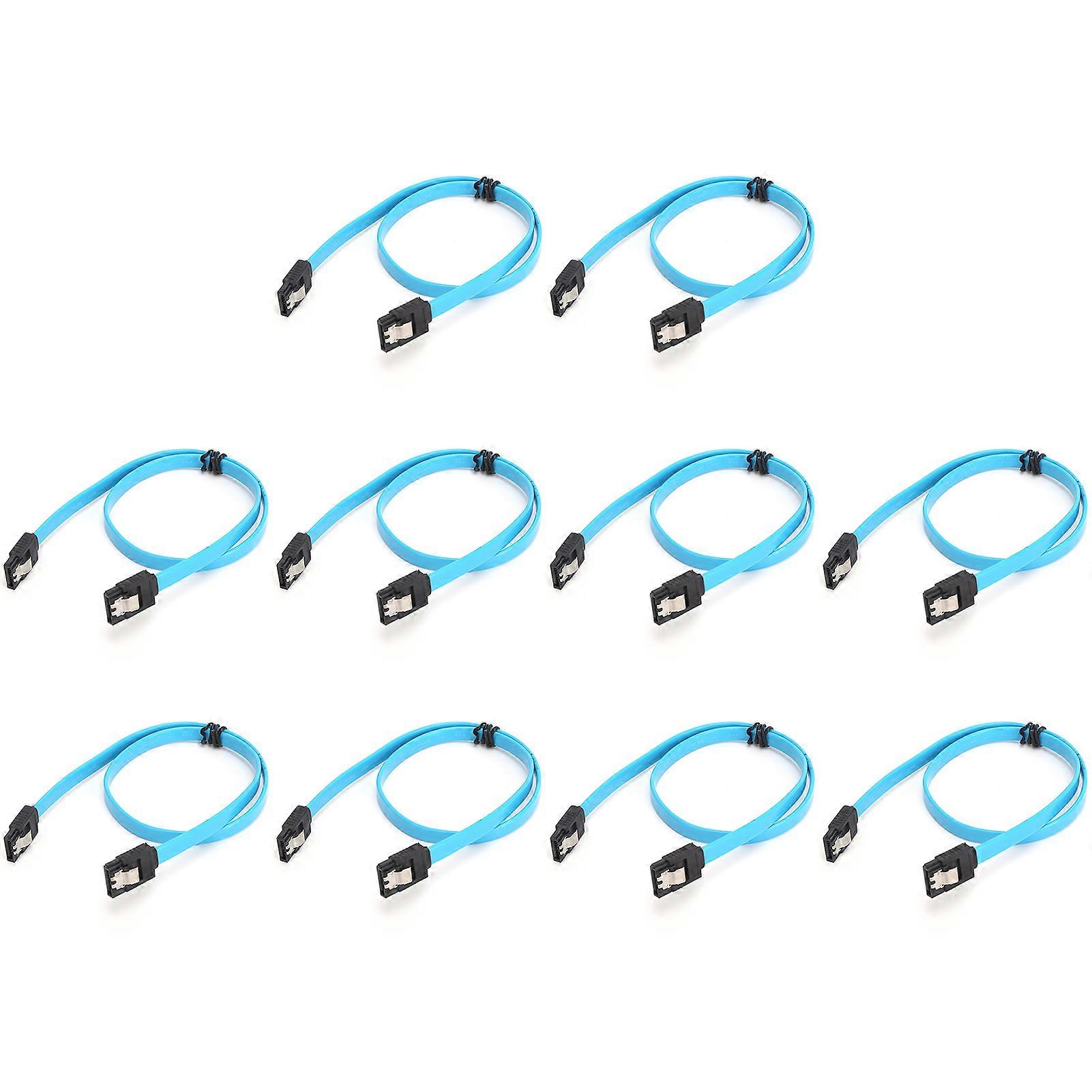 10Pcs Serial ATA Cable Hard Disk Data Cable Serial ATA3.0 Adaptor for SSD CD Driver CD WriterBlue