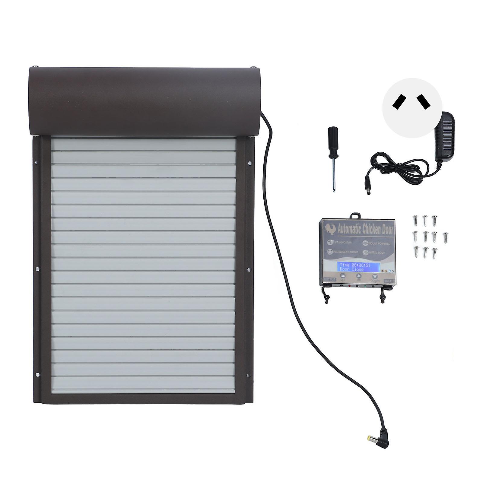 Battery Operated Automatic Chicken Coop Door Auto Chicken Coop Door Opener with Timer for Duck Goose 100?240V Brown AU Plug