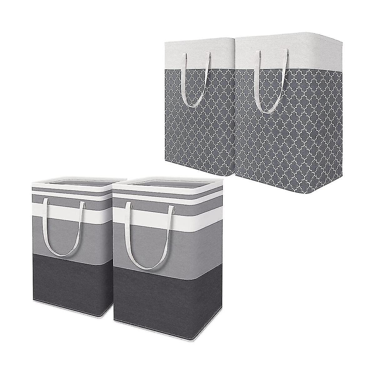 4-pack 75l Laundry Hamper, Collapsible Tall Clothes Hamper With Extended Handles