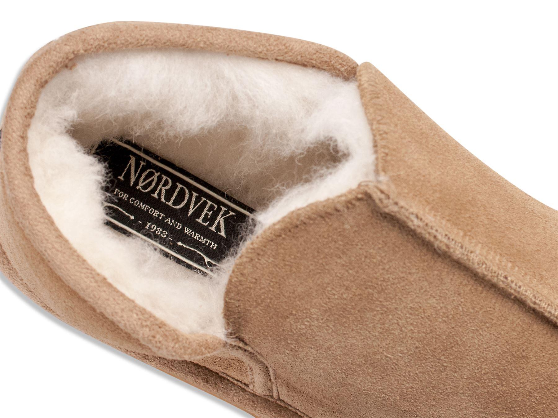 Nordvek Womens Sheepskin Slippers - Soft Wool Blend Booties - Hard Non Slip Sole # 447-100