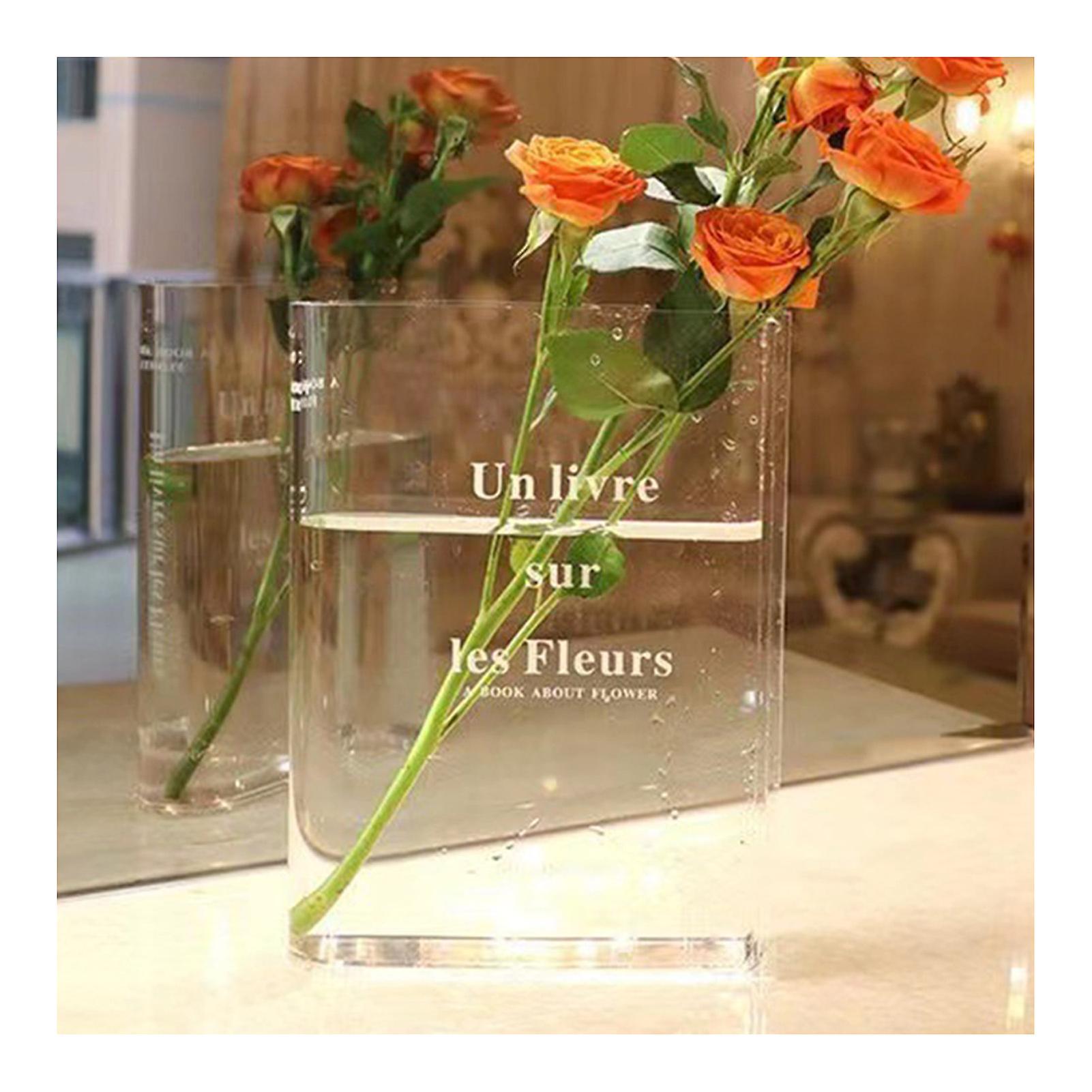 Acrylic Book Inspired Vase Unbreakable Acrylic Desktop Vase Unique Vase for Book Lovers