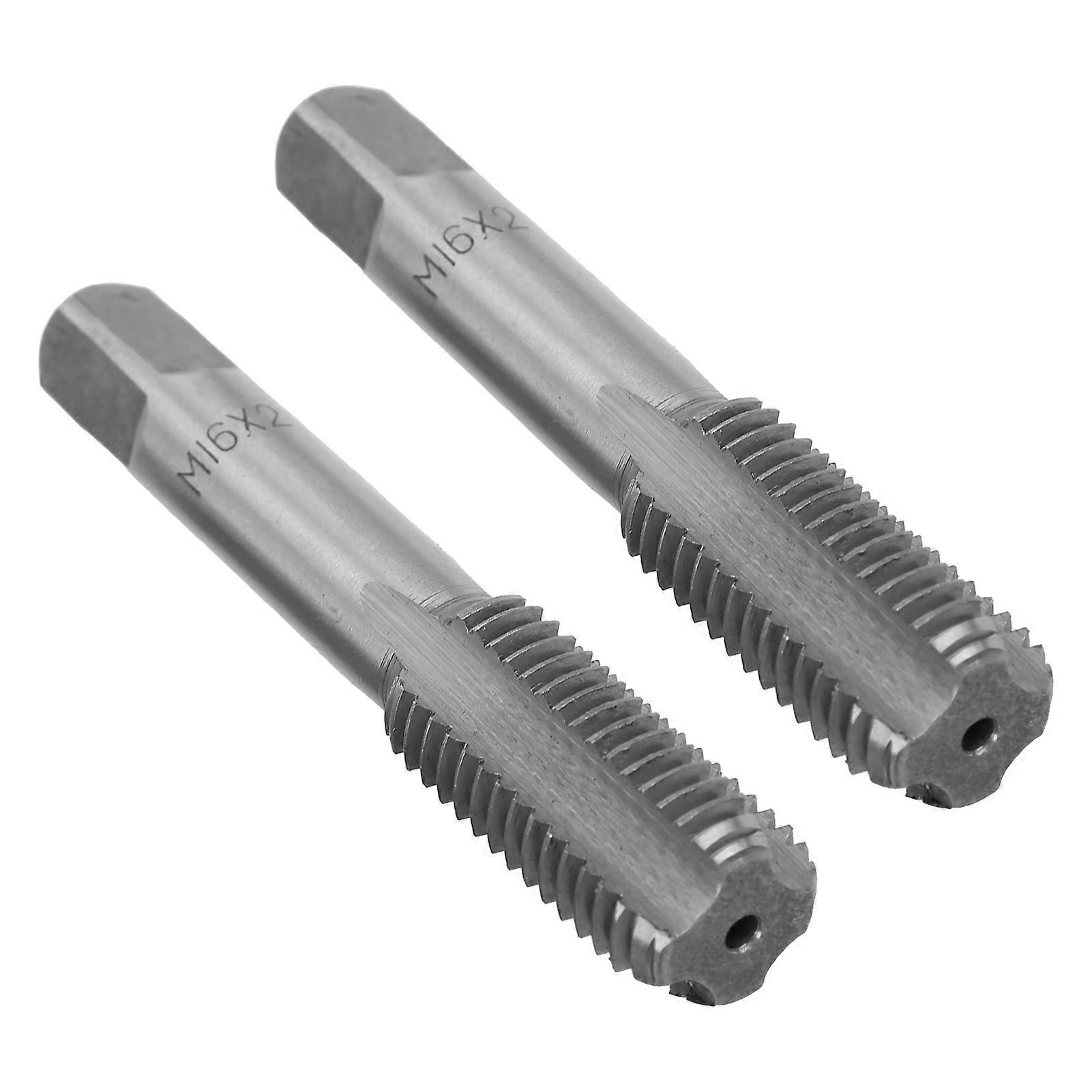 2pcs High Speed Steel Metric Thread Tap Straight Flutes Thread Tapping Tool Hand Thread TapM16x2