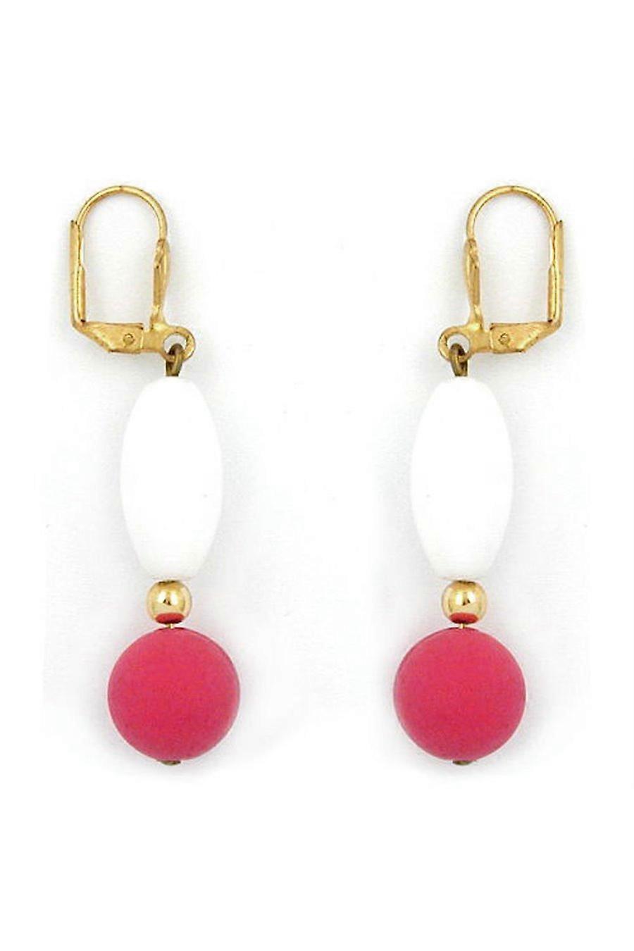 Leverback Earrings White Red - Gl03779