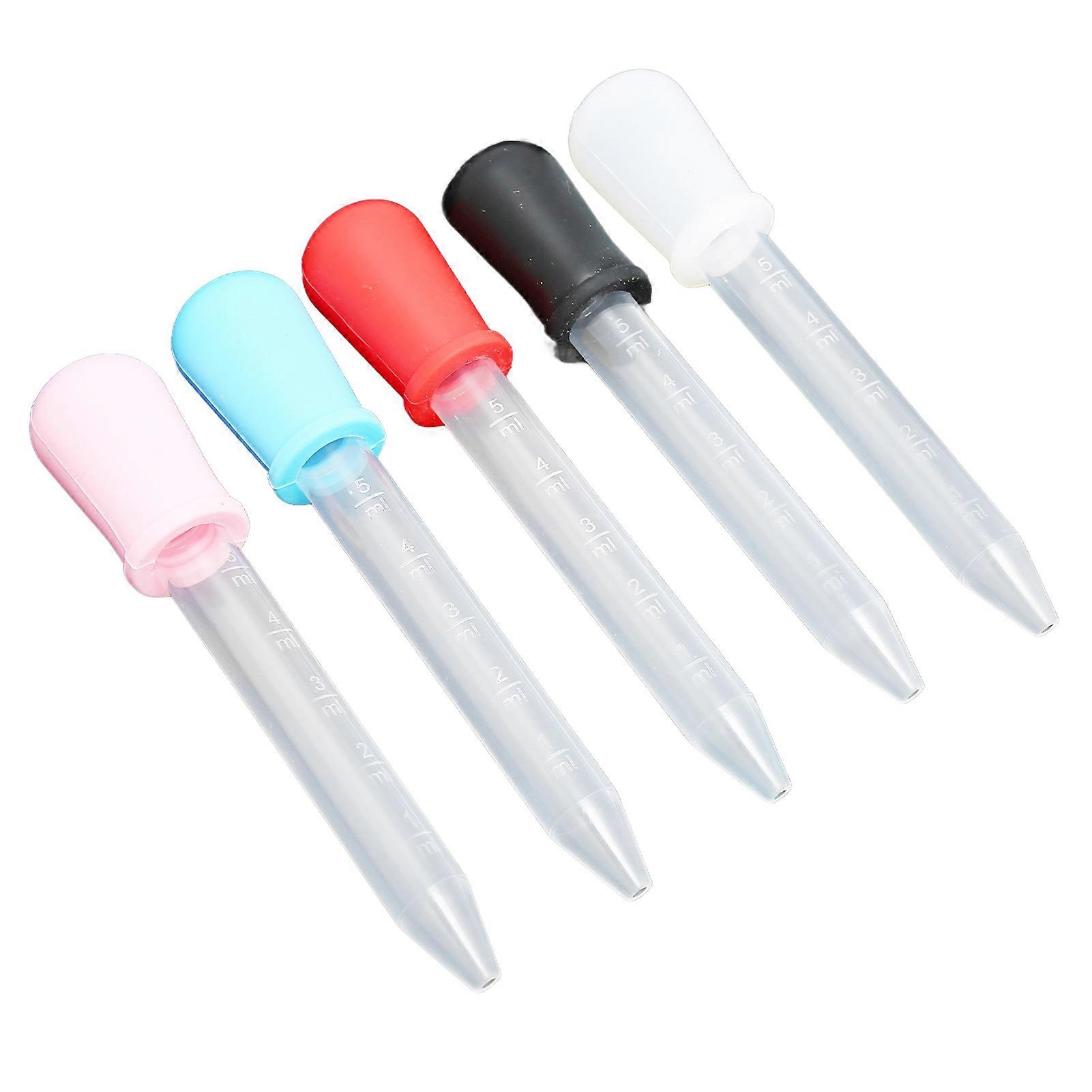 DTCY 5pcs Liquid Transfer Pipettes Silicone Clear Scale Washable Transparent Calibrated Dropper 5ml