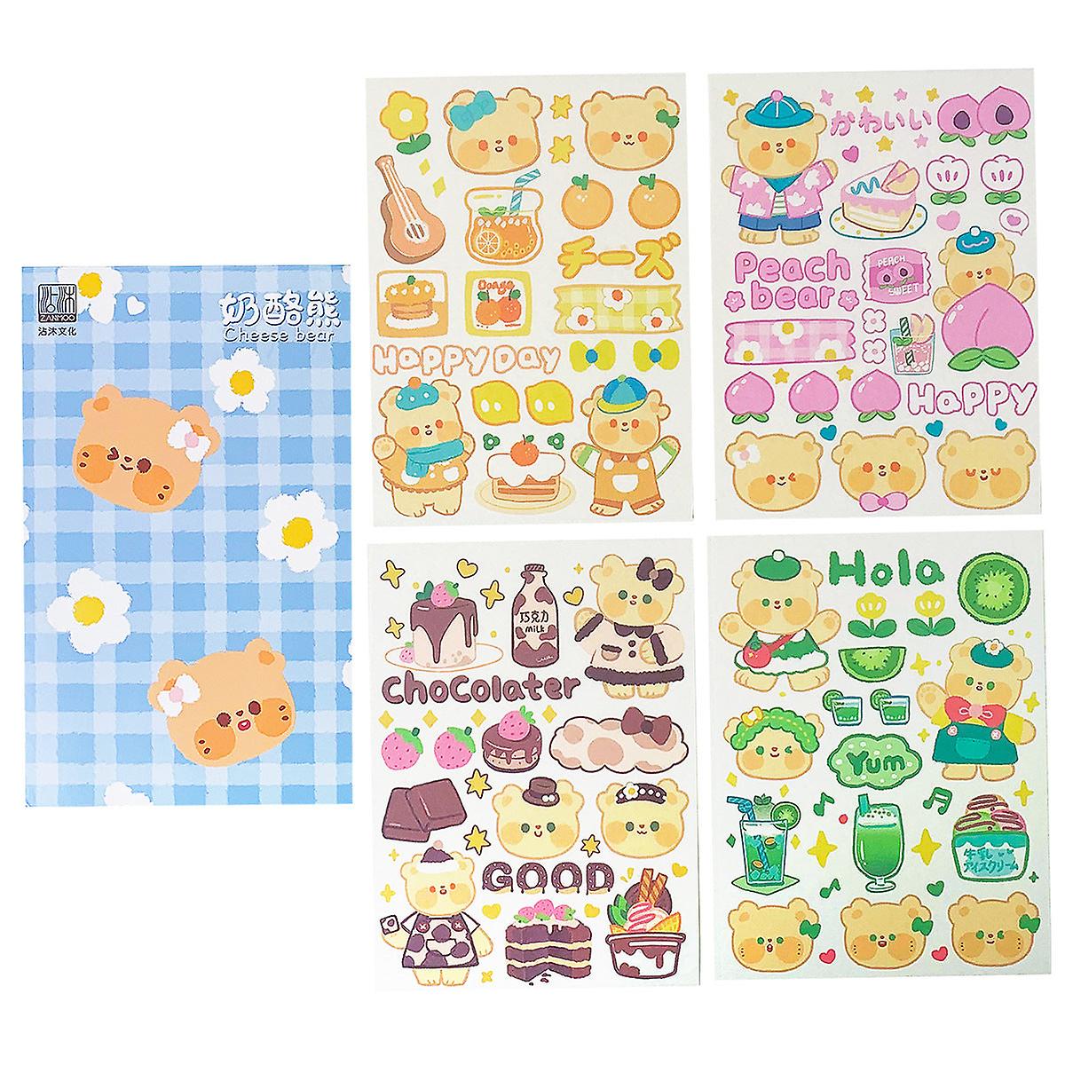 4Pcs Sticker Pack Cute Handbook Journal Girl Heart Creative Material