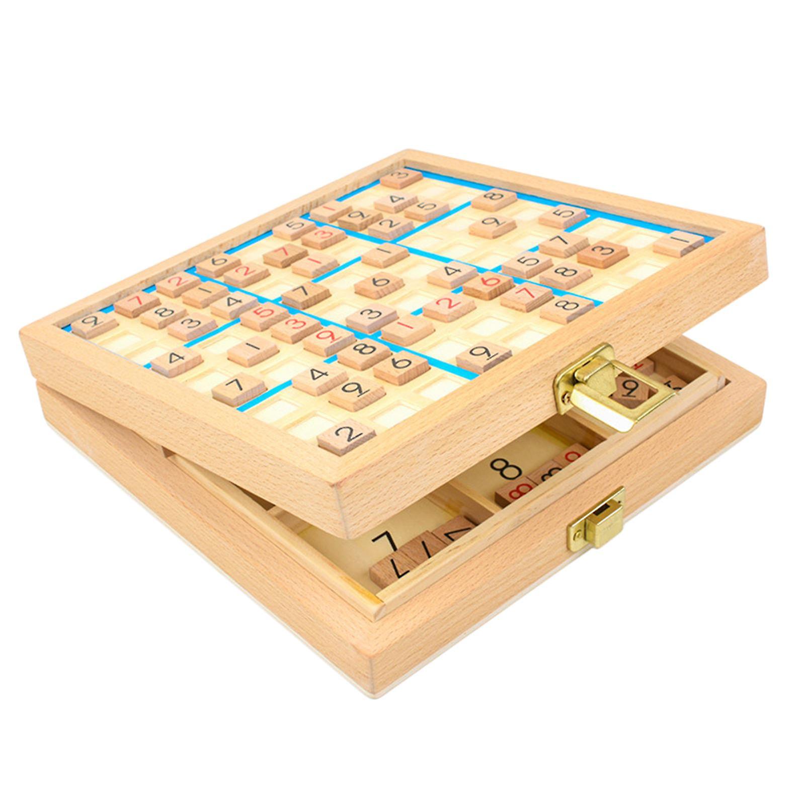Sudoku Board Game Wooden Sudoku Game Board with Number Tiles Educational Toy Brain Teaser Game Toy for Ages 7-14 Years Adults