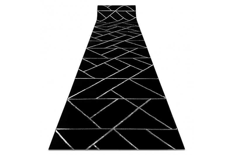 Exclusive EMERALD Runner 7543 glamour, stylish geometric black / silver 80 cm