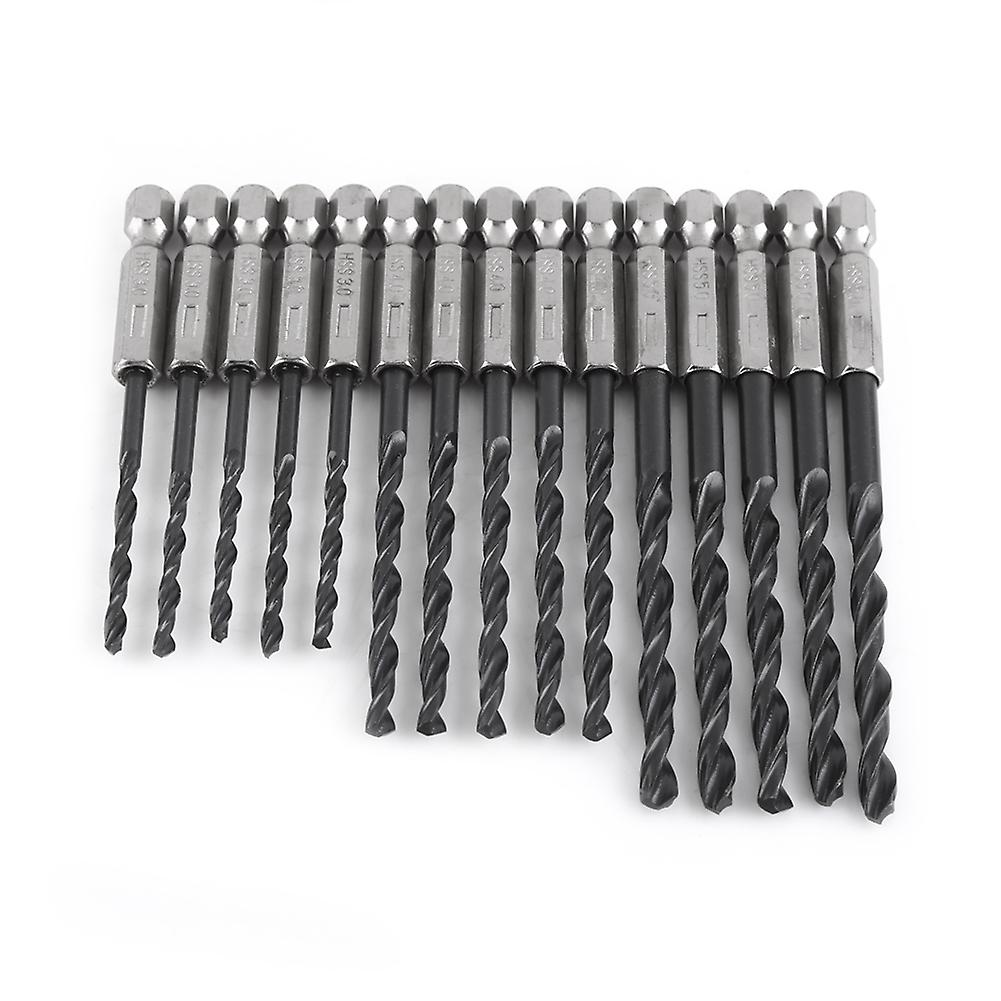 15pcs High Speed Steel Hex Shank Twist Drill Bit 3/4/5mm for Woodworking Power Tools