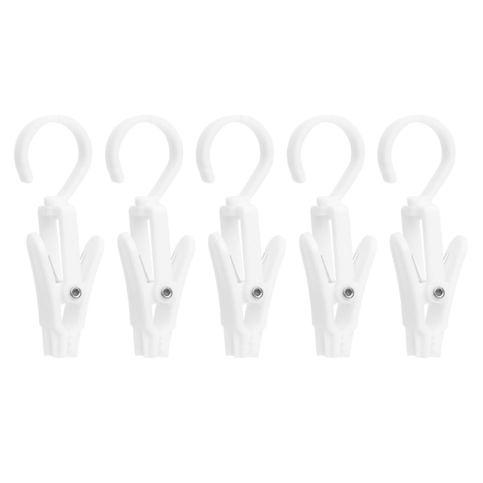 Multifunctional Hanging Clips Rotatable Hooks Curtain Clips Sock Drying Clips Towel Scarf Display Clips Plastic White 5 Pac