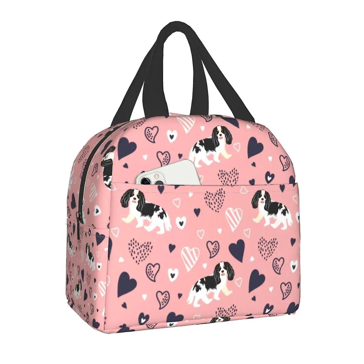Drăguț câine Cavalier King Charles Spaniel Geantă de prânz izolată termic Femei Container de prânz reutilizabil pentru muncă Școală de călătorie Picnic