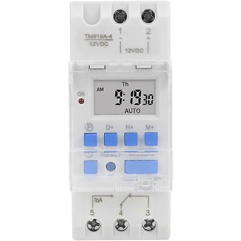 12V DC 16A Weekly Timer, LCD Display with Countdown Function, Removable Battery