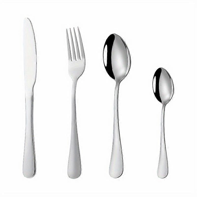 Elegant & Versatile Stainless Steel Cutlery Set: 4/16/24pcs, Rust-Proof, Easy to Clean - Perfect for Any Table Setting